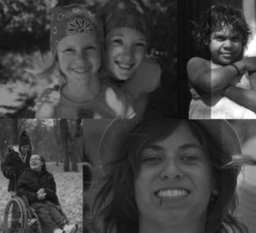4x greyscale photos of young women with disability.