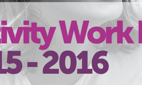 Pink and purple text against grey background: 'Activity Work Plan. 2015-2016.'