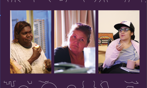 A section of the Annual Report front cover. It includes 3 photos of three different women with disabilities.