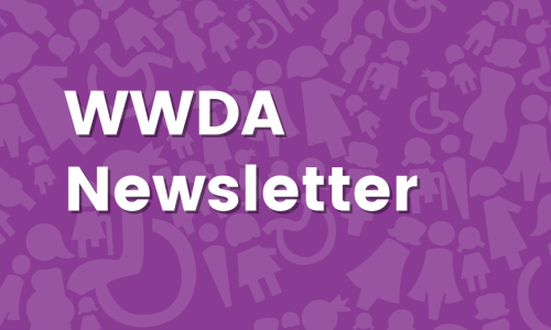 Purple background with white text: WWDA Newsletter