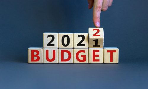 Letter and number blocks reading '2021 Budget'