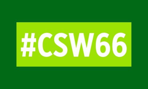 On a dark green background, the hashtag #CSW66 is written in white text on a light green rectangle.