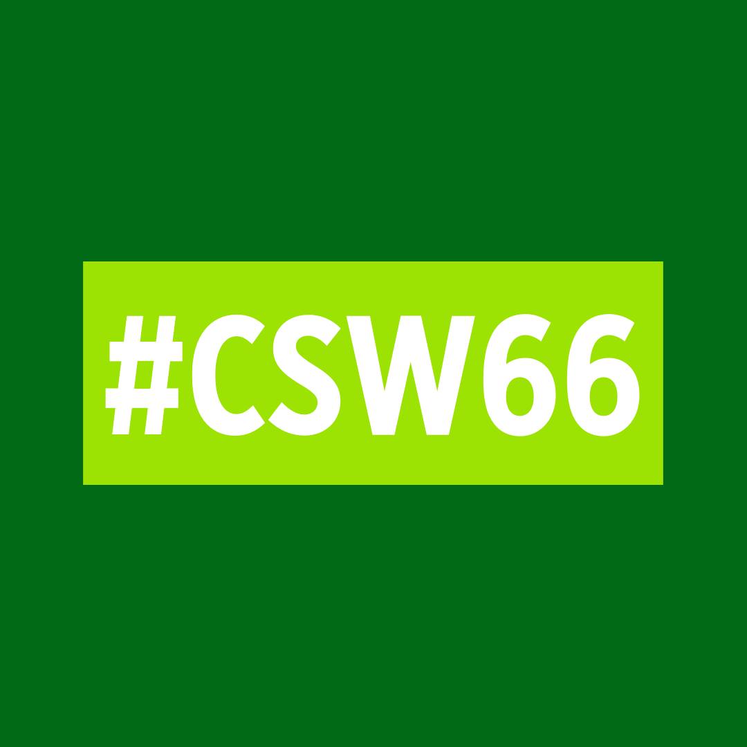 On a dark green background, the hashtag #CSW66 is written in white text on a light green rectangle.